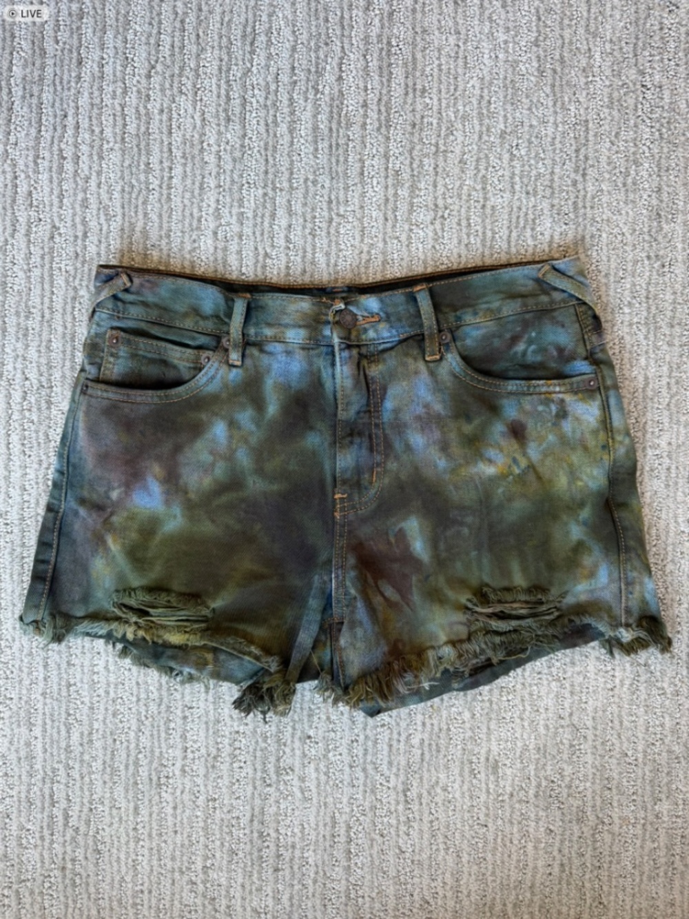 Rare Artisan Dye x Free People We The Free Now or Never Denim Shorts, Size 28